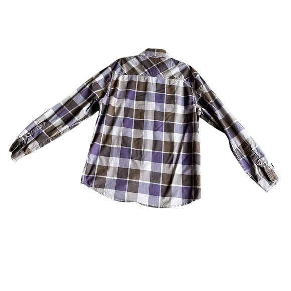 VANS OF THE WALL MENS LONG SLEEVE PLAID PURPLE GRAY SHIRT SZ L - Picture 3 of 14